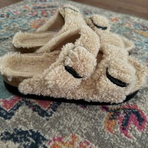 Papillio Tan Fuzzy Sandals
